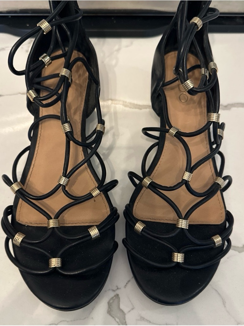 Aldo Black Strappy Lace-Up Women's Sandals